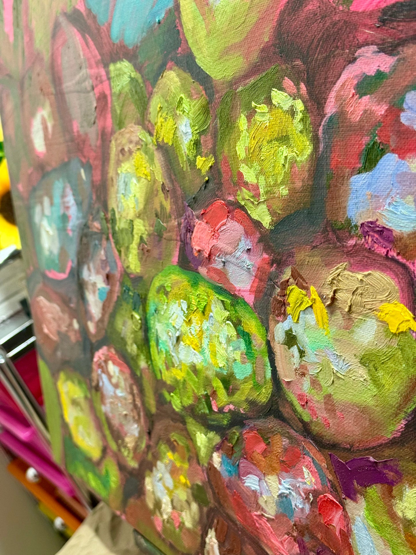 Avocado Original Art Oil Painting 16x20", Still Life Food Wall Art, Abstract Kitchen Textured Artwork