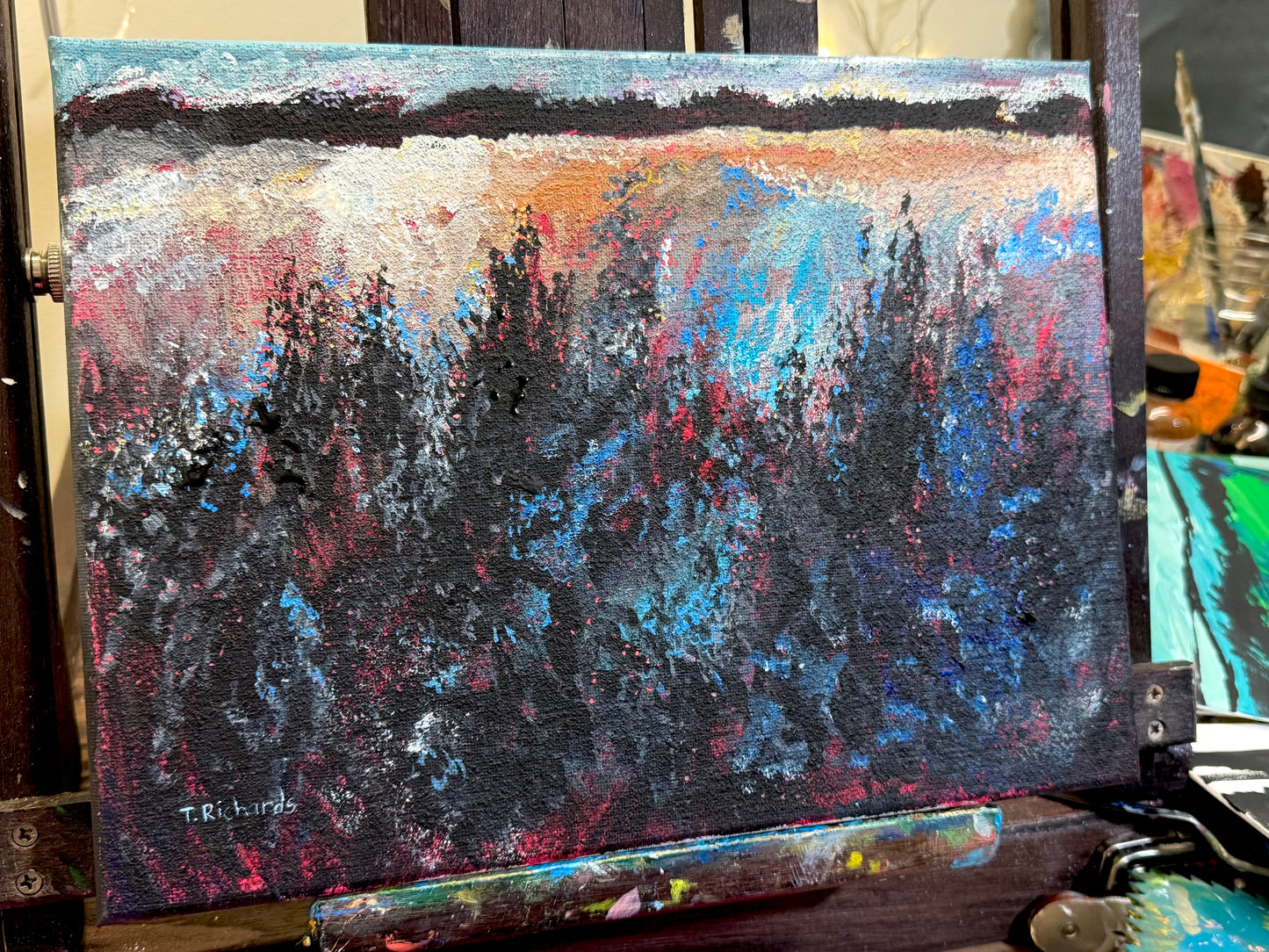 Sunset Meadow Painting, 9x12 Wildflower Landscape Field Original Art, Acrylic Artwork, Handmade Wall Art Nature