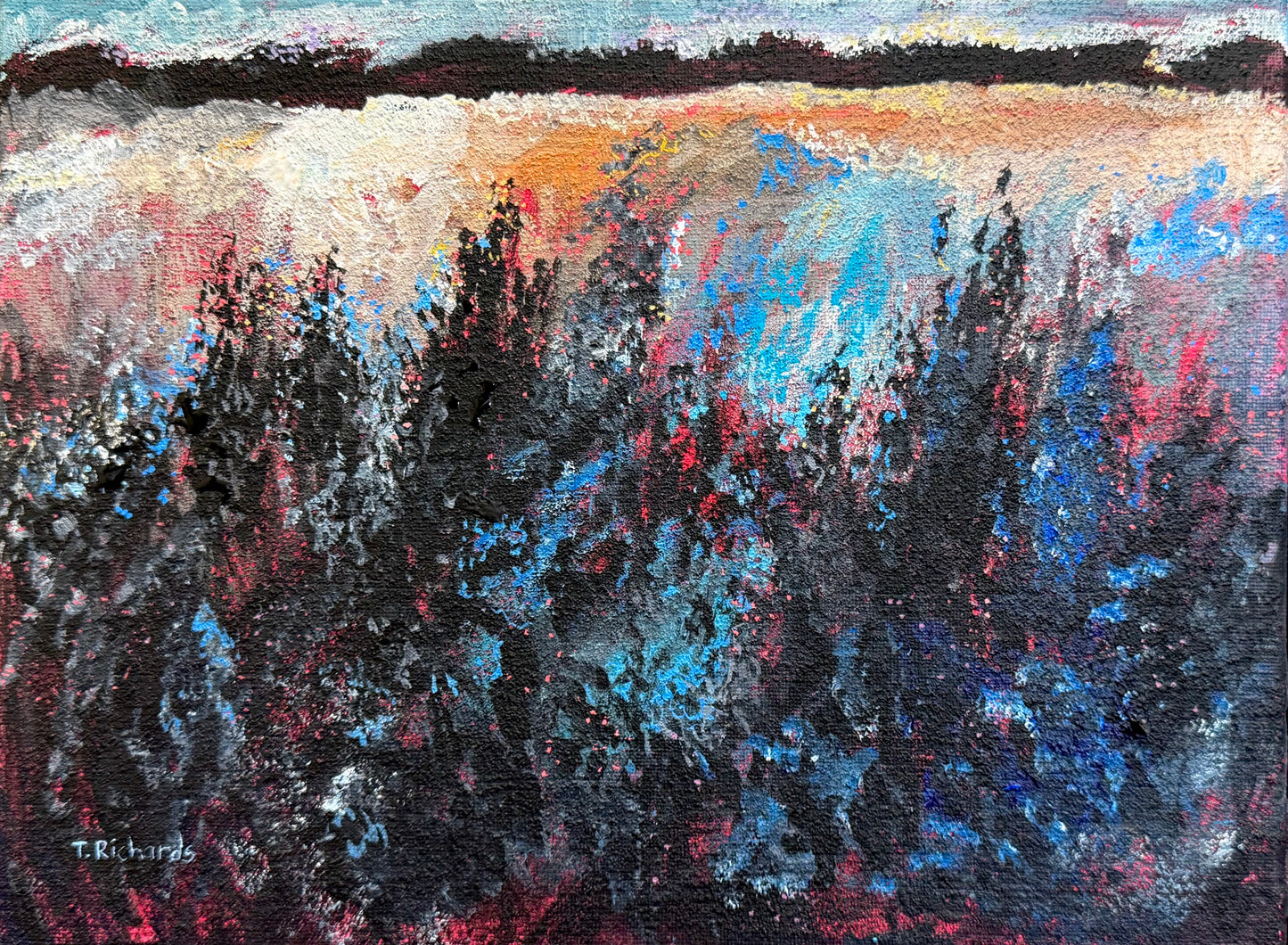 Sunset Meadow Painting, 9x12 Wildflower Landscape Field Original Art, Acrylic Artwork, Handmade Wall Art Nature
