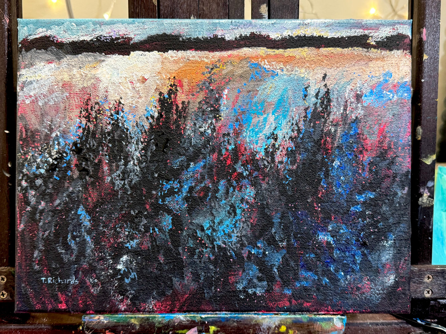 Sunset Meadow Painting, 9x12 Wildflower Landscape Field Original Art, Acrylic Artwork, Handmade Wall Art Nature