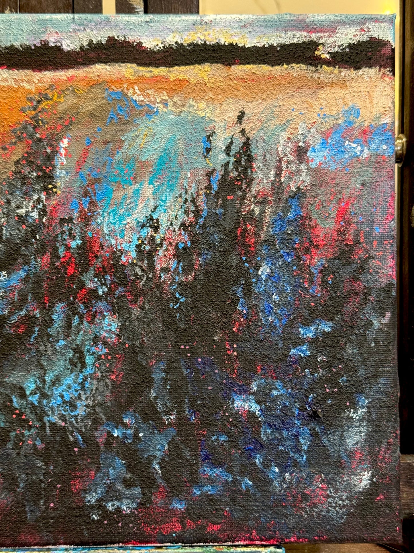 Sunset Meadow Painting, 9x12 Wildflower Landscape Field Original Art, Acrylic Artwork, Handmade Wall Art Nature