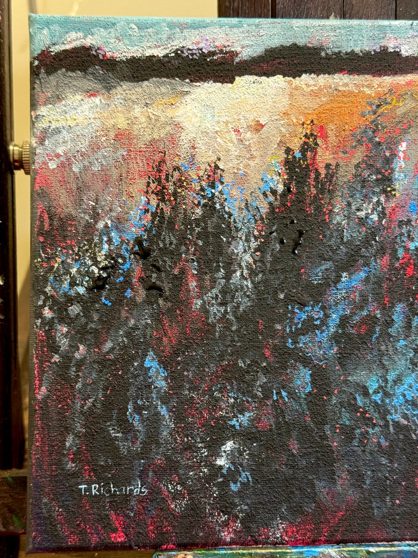 Sunset Meadow Painting, 9x12 Wildflower Landscape Field Original Art, Acrylic Artwork, Handmade Wall Art Nature