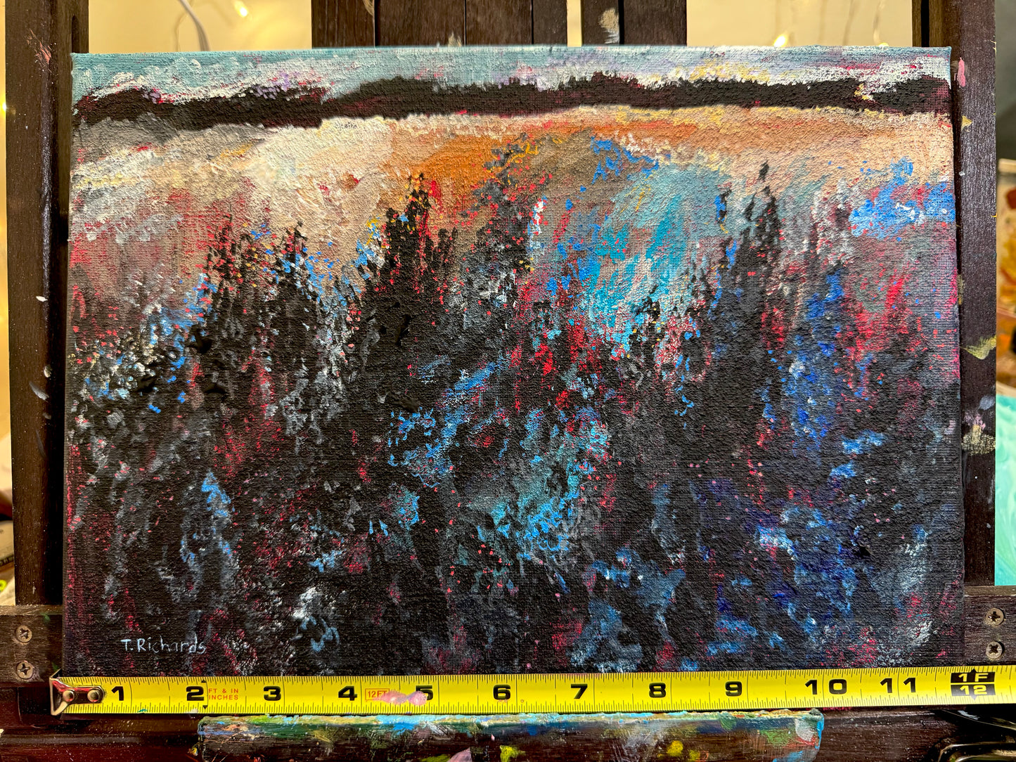 Sunset Meadow Painting, 9x12 Wildflower Landscape Field Original Art, Acrylic Artwork, Handmade Wall Art Nature