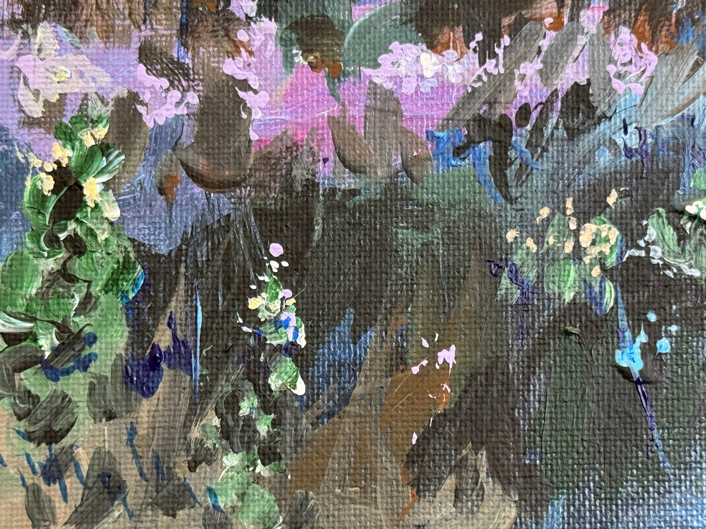 Sunrise Acrylic Painting 8x8, Original Art, Wildflower Field Artwork Landscape, Nature Wall Art