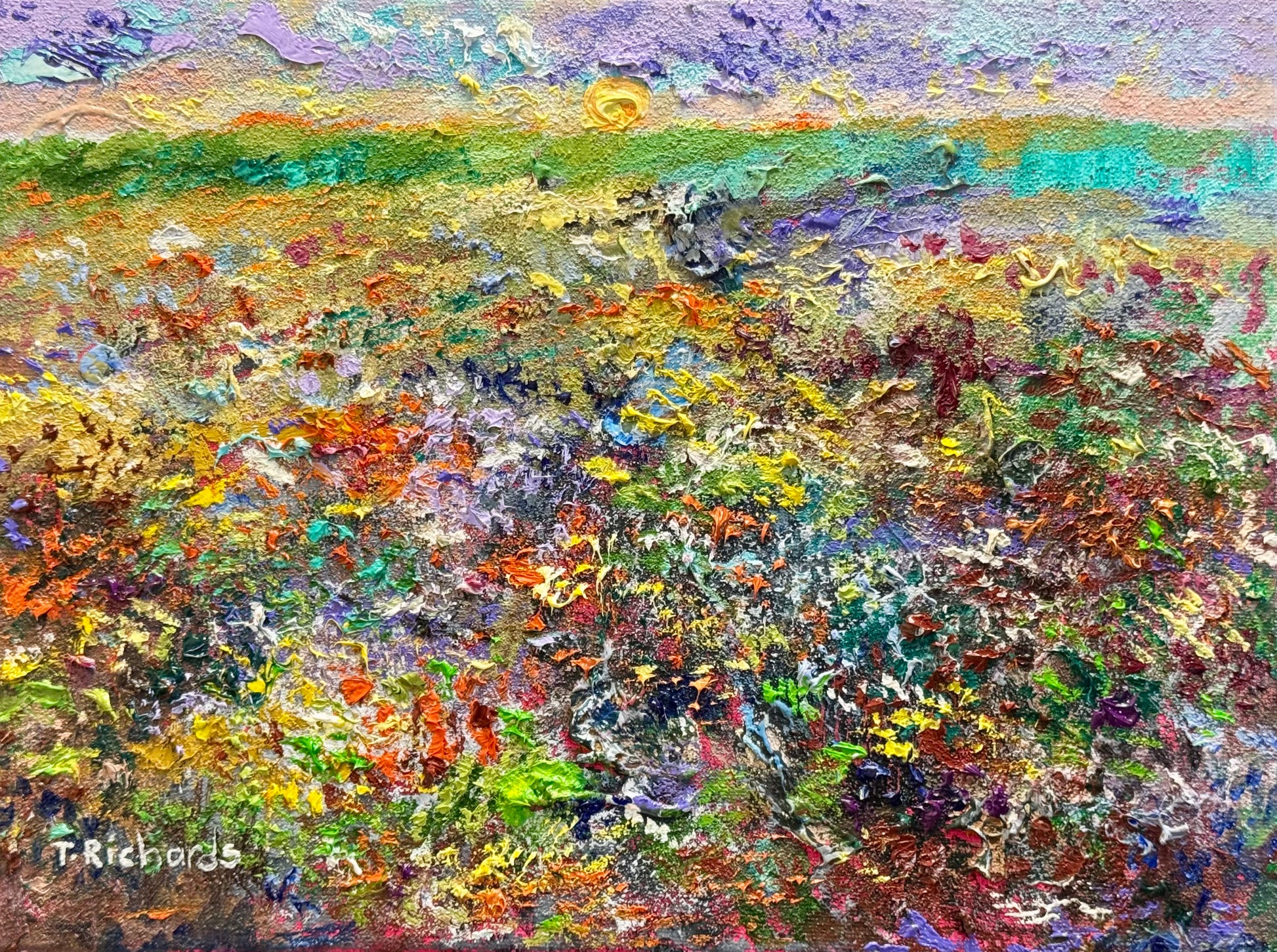 Colorful abstract landscape painting by T. Richards