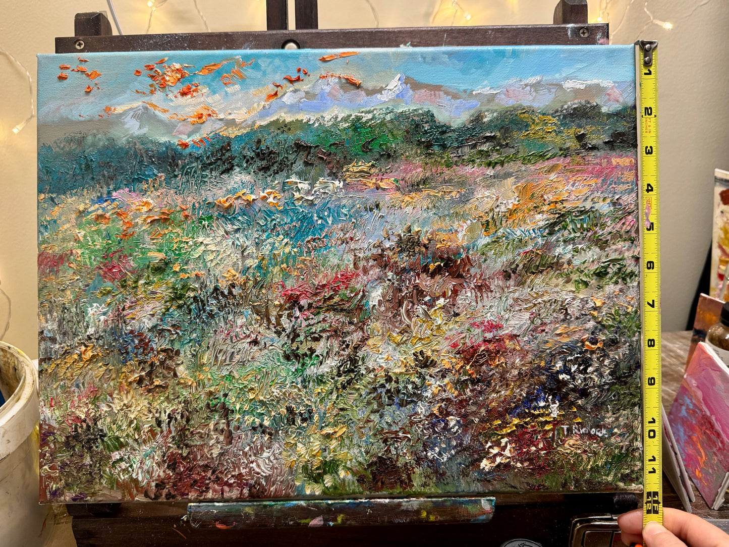 Windflower Forest Oil painting ORIGINAL art 12x16”, Landscape Floral Field