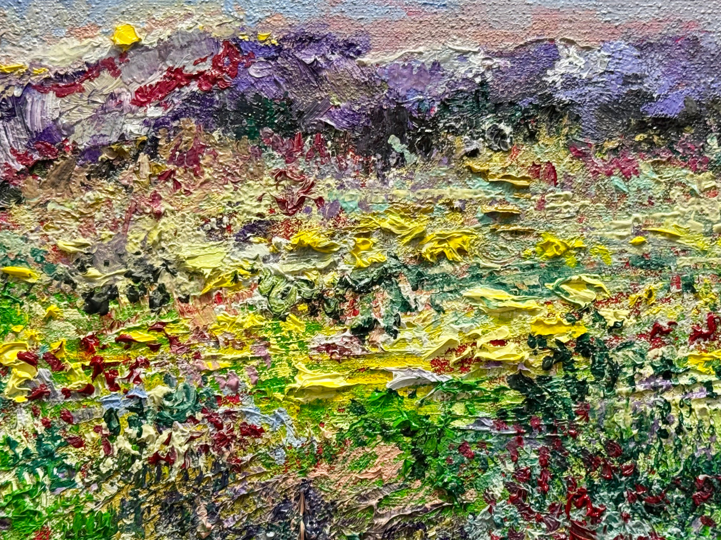 Sunrise Wildflower Oil Painting, 9x12 Landscape Field Original Art