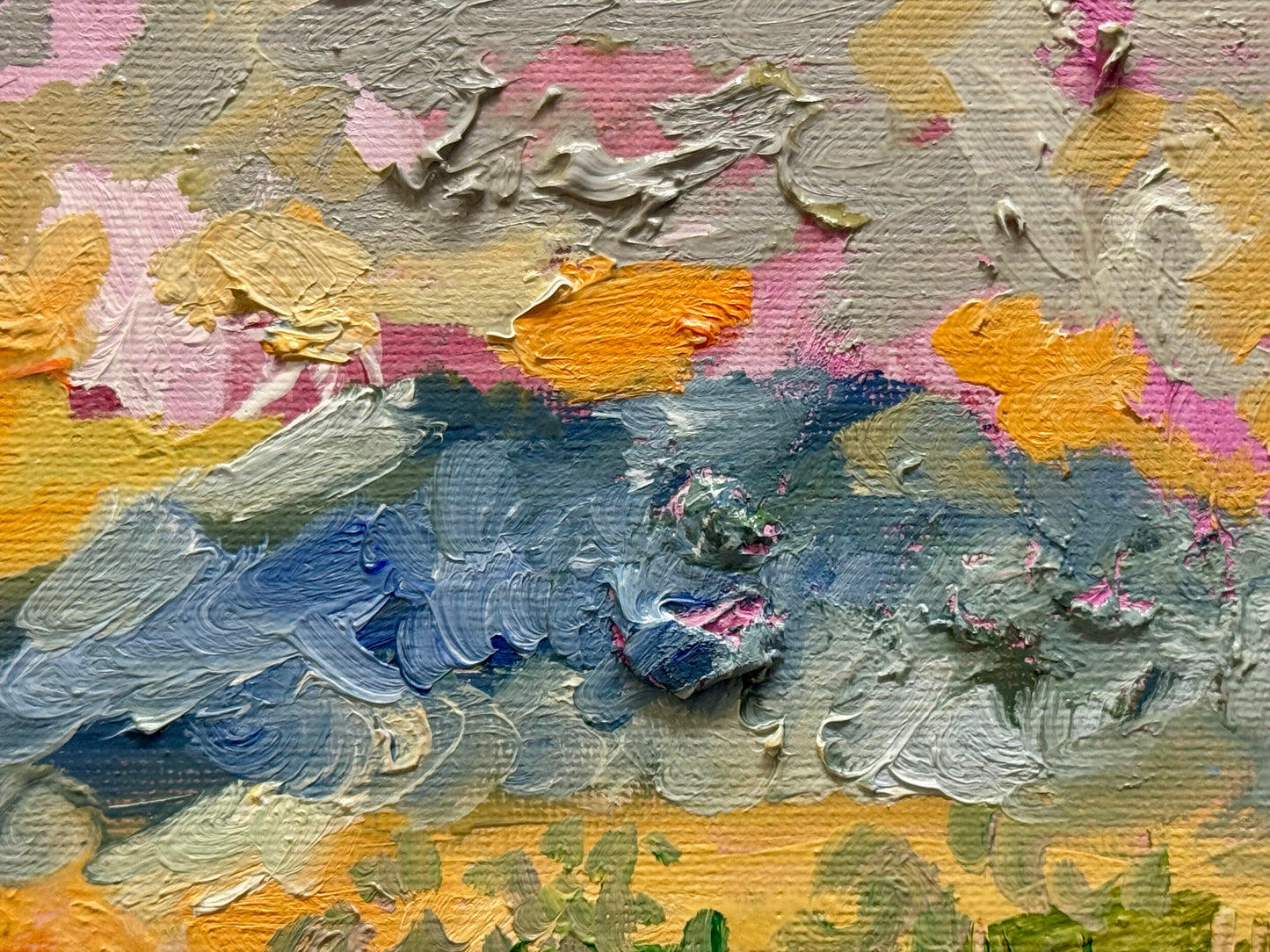 Summer Field Original Art Oil Painting 8x10, Wildflower Landscape