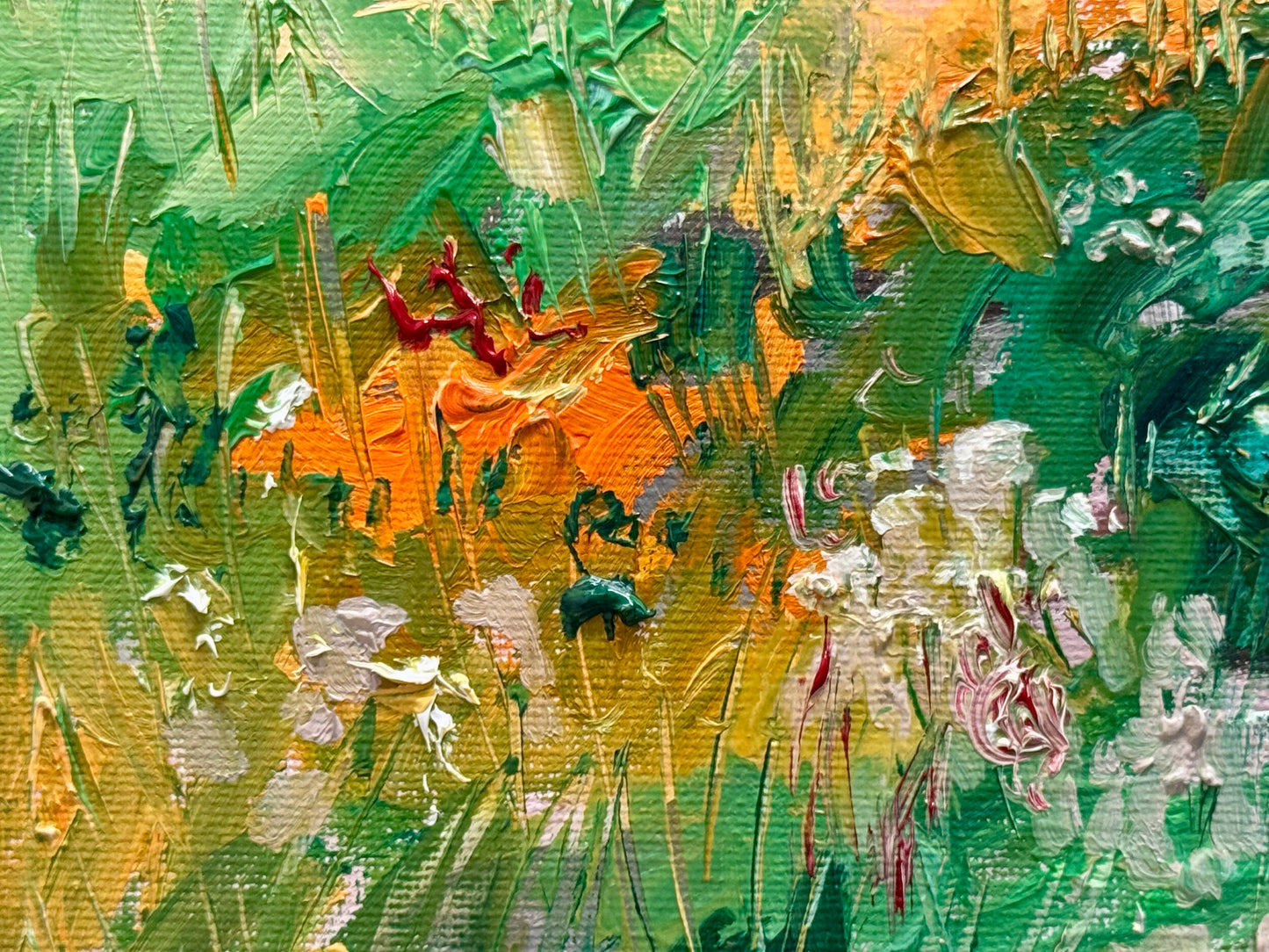 Summer Field Original Art Oil Painting 8x10, Wildflower Landscape