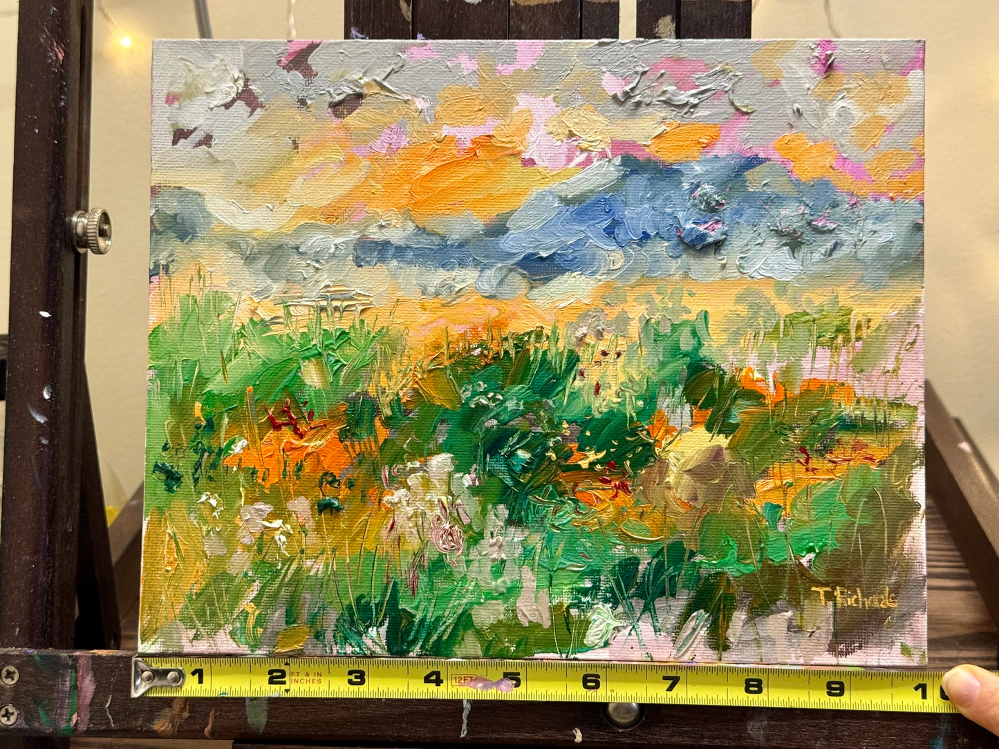 Summer Field Original Art Oil Painting 8x10, Wildflower Landscape