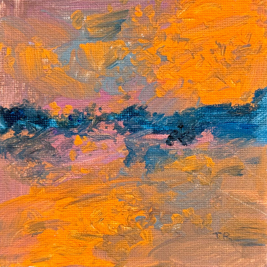 Ocean Acrylic Painting 4x4, Original Art Seascape, Marine Wall Art, Nautical Artwork