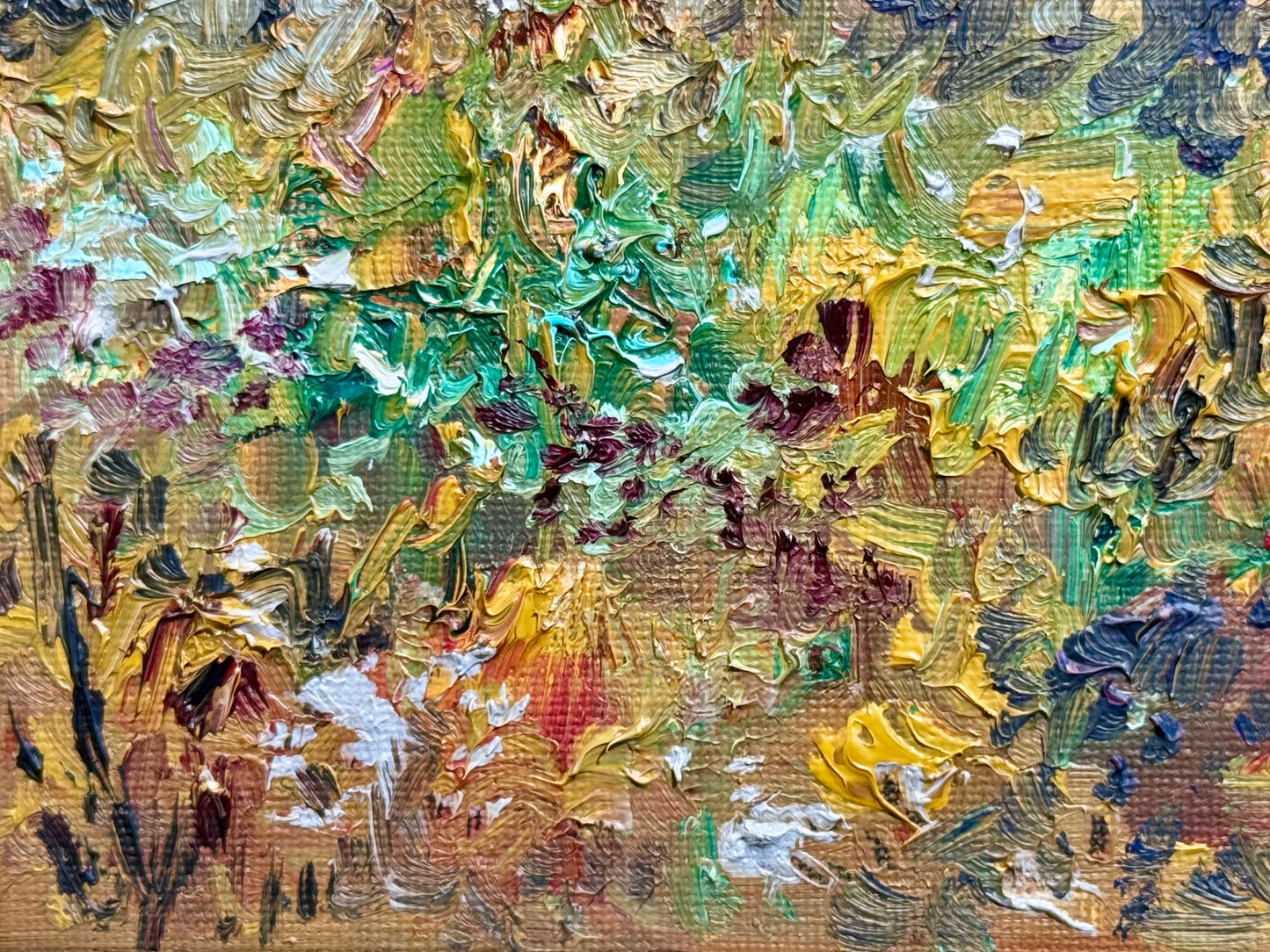 Wildflower Meadow Oil Painting 5x7, Original Art Landscape, Textured Flower Field, Nature Art