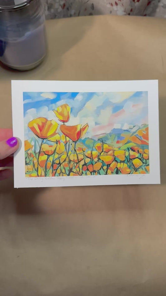 California Poppy Field Archival Signed PRINT, Giclée Fine Art Reproduction, Landscape Flower Field Wall Art