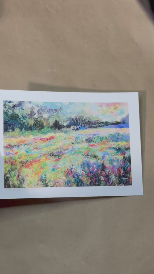 Forest Field Archival Signed PRINT, Giclée Fine Art Reproduction, Landscape Floral Wall Art