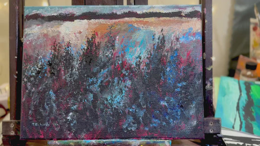 Sunset Meadow Painting, 9x12 Wildflower Landscape Field Original Art, Acrylic Artwork, Handmade Wall Art Nature